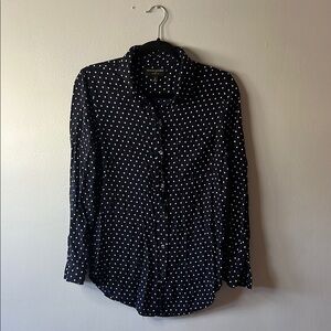 Navy Blue Polka Dot Button Up